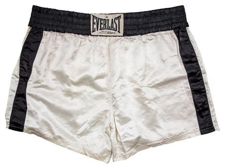 1974 Muhammad Ali Training Worn Everlast Trunks Used In Preparation For "Rumble in the Jungle" Fight vs. George Foreman With Dual Signed Photo (WBC, Hamilton LOA & Beckett) 